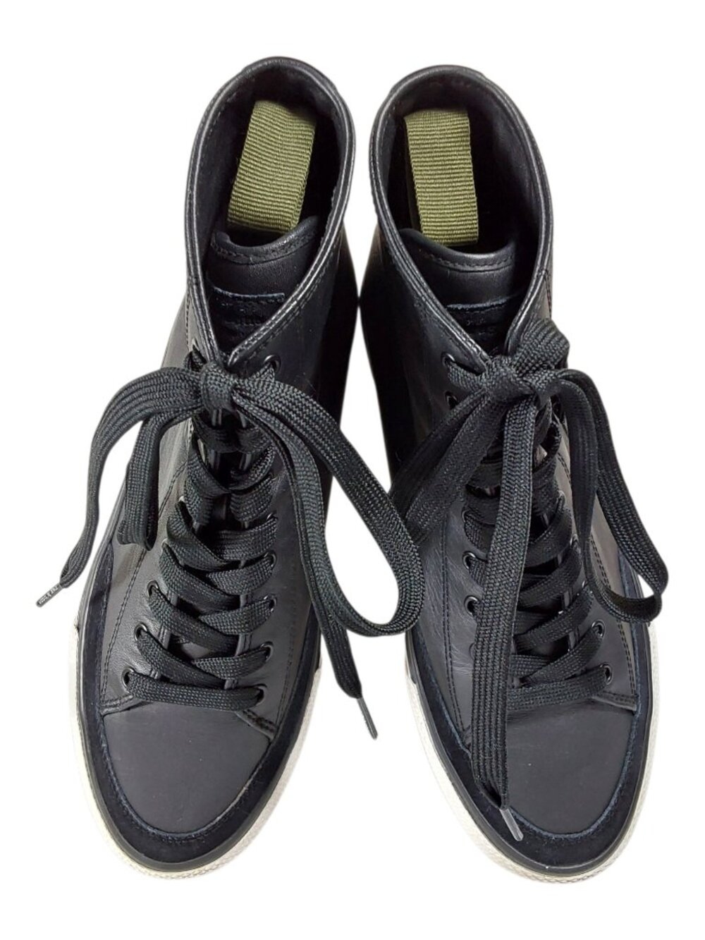rag & bone RB Army Black Leather High Top Sneakers Women's Luxury/Edgy - 41 (10) - Picture 8 of 12